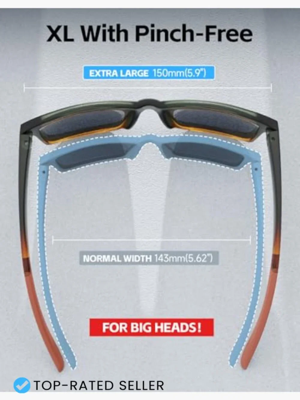 XL Oversized Square Sunglasses for Big Heads Men Women Wide Polarized UV400